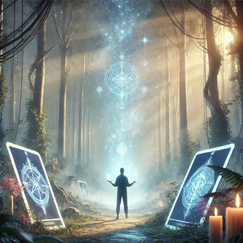 Imagen de cartas de tarot dispuestas en una mesa, representando cómo el tarot evolutivo puede ser una herramienta poderosa para el autoconocimiento y la transformación personal.