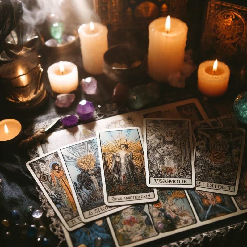 Imagen que muestra cartas de los arcanos mayores del tarot, destacando su simbolismo y su papel en la interpretación del tarot evolutivo.