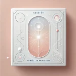 Imagen representando una sesión de tarot presencial de 25 minutos, con cartas y elementos espirituales, en un ambiente acogedor.