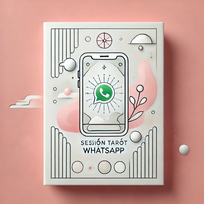Teléfono móvil mostrando una consulta de tarot por WhatsApp, ideal para recibir orientación de manera rápida y cómoda.